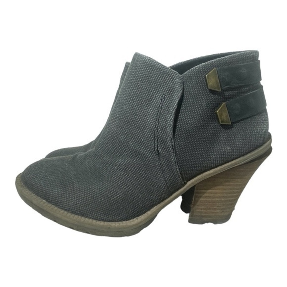 Kenneth Cole Reaction Womens Denim Look Kit-ty Booties Canvas Leather Size 8
